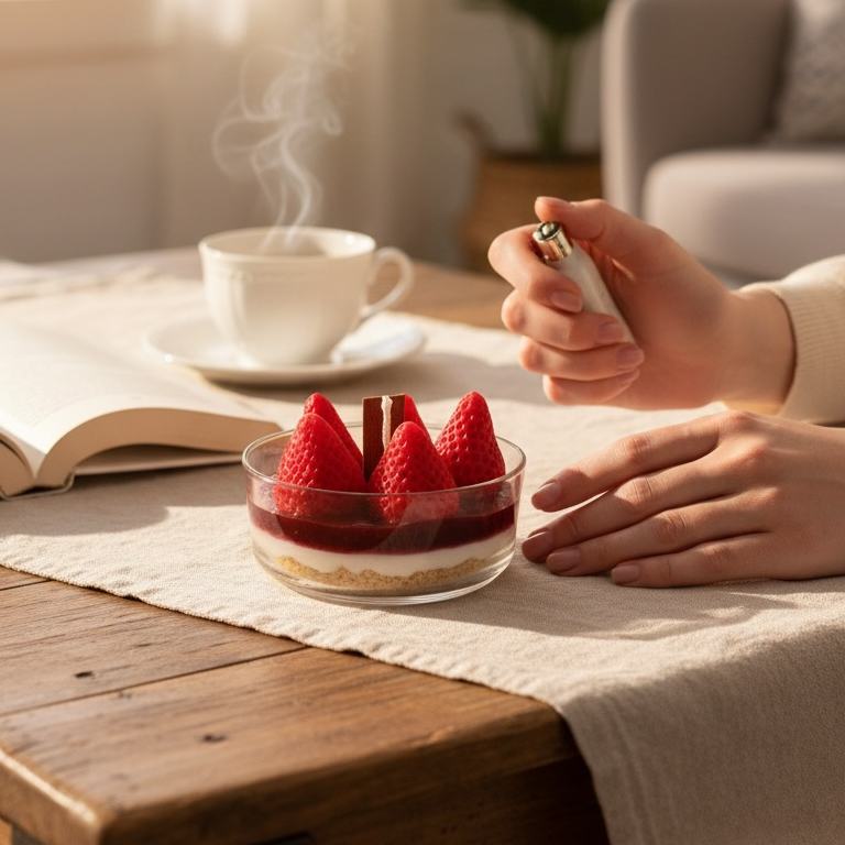 Cheesecake strawberry candle
