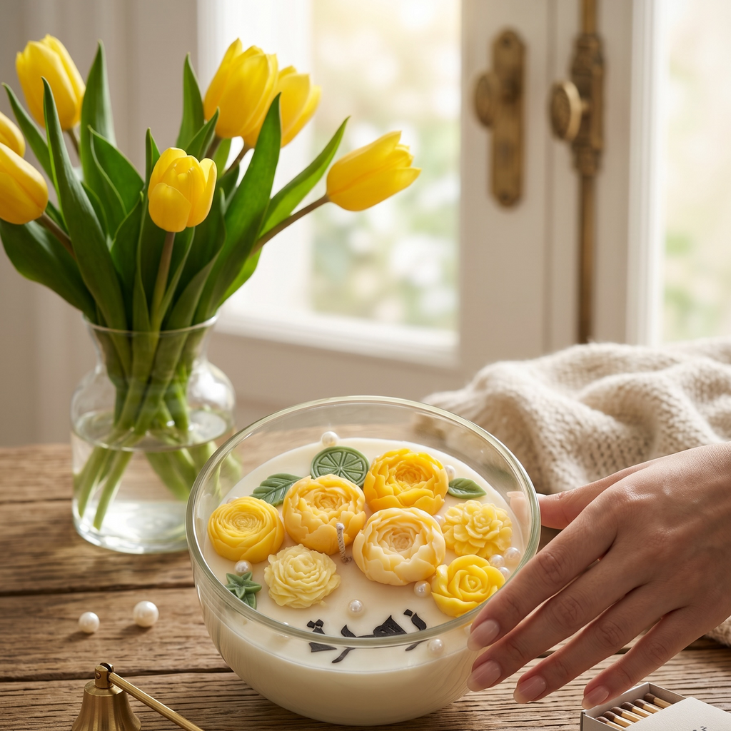 Golden Blossom Candle Bowl