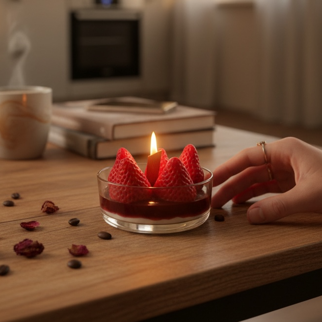 Cheesecake strawberry candle